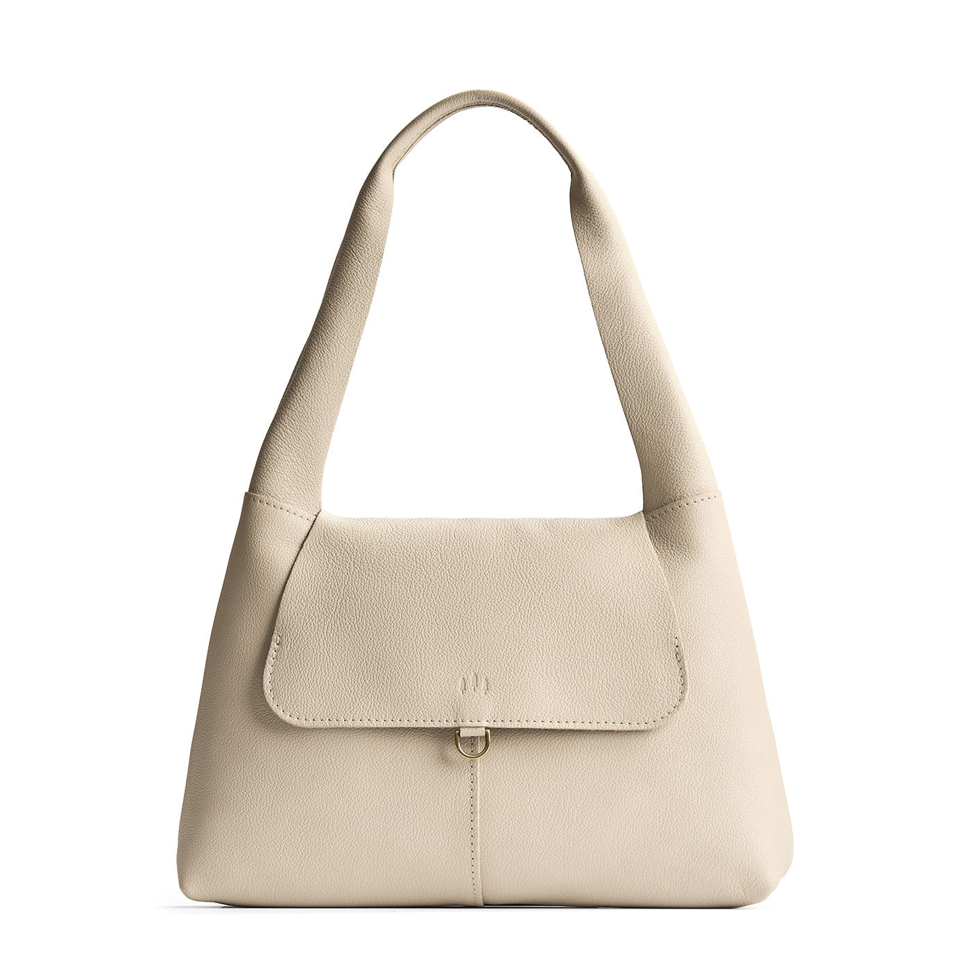 Pebbled Bone*Medium | Slouchy triangle shaped shoulder bag with a flap
