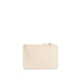 Pebbled Bone | Compact wallet with snap closure and zippered pouch