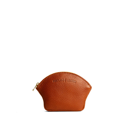 Sienna*Small | Seashell shaped leather makeup bag with curved top zipper and flat bottom