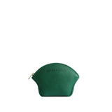 Bacalar Small | Seashell shaped leather makeup bag with curved top zipper and flat bottom