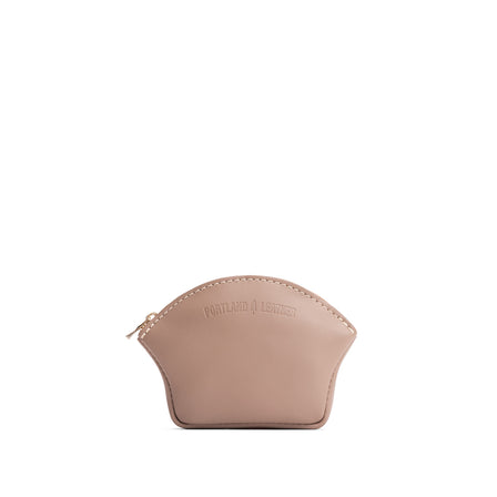 Stone*Large | Seashell shaped leather makeup bag with curved top zipper and flat bottom