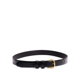 Black | Women's slim double loop leather belt