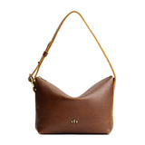 Asheville Small | Petite slouchy leather shoulder bag with zipper opening and three metal tree emblems