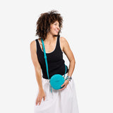 Aquamarine Small | Circle shaped crossbody bag with top zipper