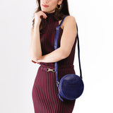Cobalt Small | Circle shaped crossbody bag with top zipper