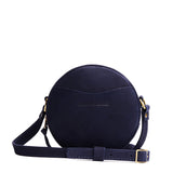Velvet Blue Small | Circle shaped crossbody bag with top zipper