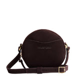 Velvet Brown Small | Circle shaped crossbody bag with top zipper