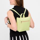 Shadow Lime Small | Model wearing square slim leather tote backpack 