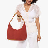 Cinnabar Small Classic | U-shaped shoulder bag with adjustable strap and fringe detail