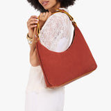 Cinnabar Small Classic | U-shaped shoulder bag with adjustable strap and fringe detail