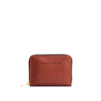 Chestnut | Small leather wallet with zipper and PLG logo