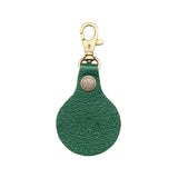 Bacalar | Round leather AirTag holder with snap closure and swivel lobster claw clasp