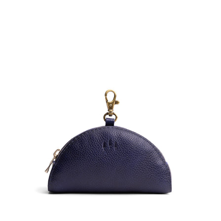 Cobalt | Small half-moon shaped keychain pouch with zipper closure