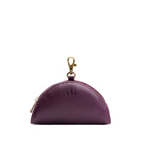 Plum | Small half-moon shaped keychain pouch with zipper closure