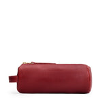 Chili Red | Cylindrical leather pouch with zipper and handle