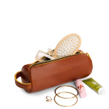 Sienna | Cylindrical leather pouch with zipper and handle