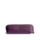 All Color: Plum | Leather pouch with curved seams and top zipper