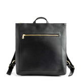 Black Large  | Square slim leather tote backpack
