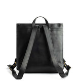 All Color: Black Large | Square slim leather tote backpack