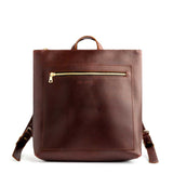 Cognac Large  | Square slim leather tote backpack