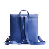 Molino Blue Large | Square slim leather tote backpack