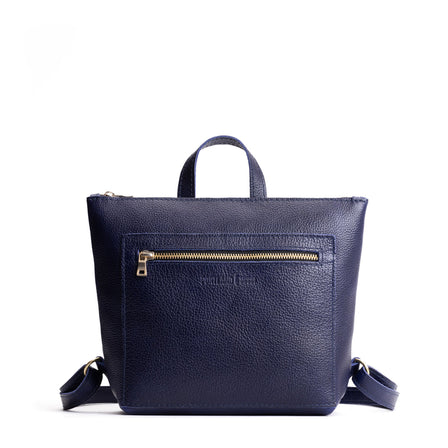 Cobalt*Small | Small square slim leather tote backpack