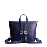 Cobalt Small | Small square slim leather tote backpack