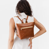Meadow Small | Small square slim leather tote backpack