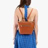 Sienna Small | Small square slim leather tote backpack