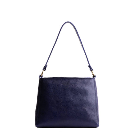 Cobalt*Large | Large triangular shoulder bag with antiqued brass finished hardware