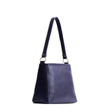 Cobalt Small | Triangular shoulder bag with antiqued brass finished hardware