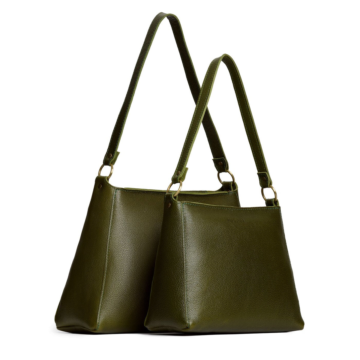 Pebbled Olive | Size Comparison of Triangle Shoulder Bag