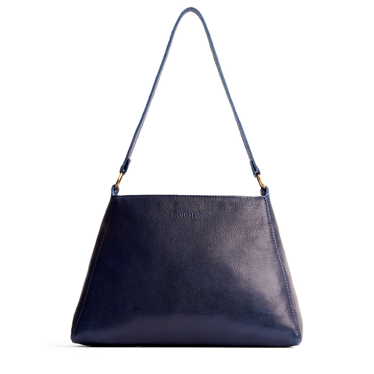 Cobalt*Large | Large triangular shoulder bag with antiqued brass finished hardware