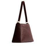 Coldbrew Large | Large triangular shoulder bag with antiqued brass finished hardware