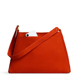 Paprika Large | Large triangular shoulder bag with antiqued brass finished hardware