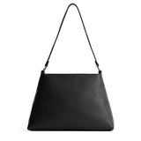 Pebbled--black Large | Large triangular shoulder bag with antiqued brass finished hardware