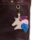 Pebbled Bone | Playful unicorn head keychain with a fringe mane
