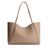 Stone Large | Large wide tote with leather straps and snap closure