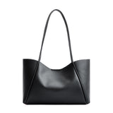 Black Medium | Wide tote with leather straps and snap closure
