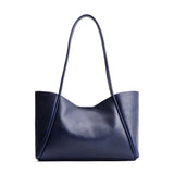 Cobalt Medium | Wide tote with leather straps and snap closure