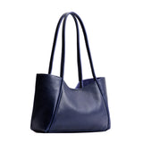 Cobalt Medium | Wide tote with leather straps and snap closure