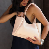 Moonflower Medium | Model holding midsize rectangular tote bag