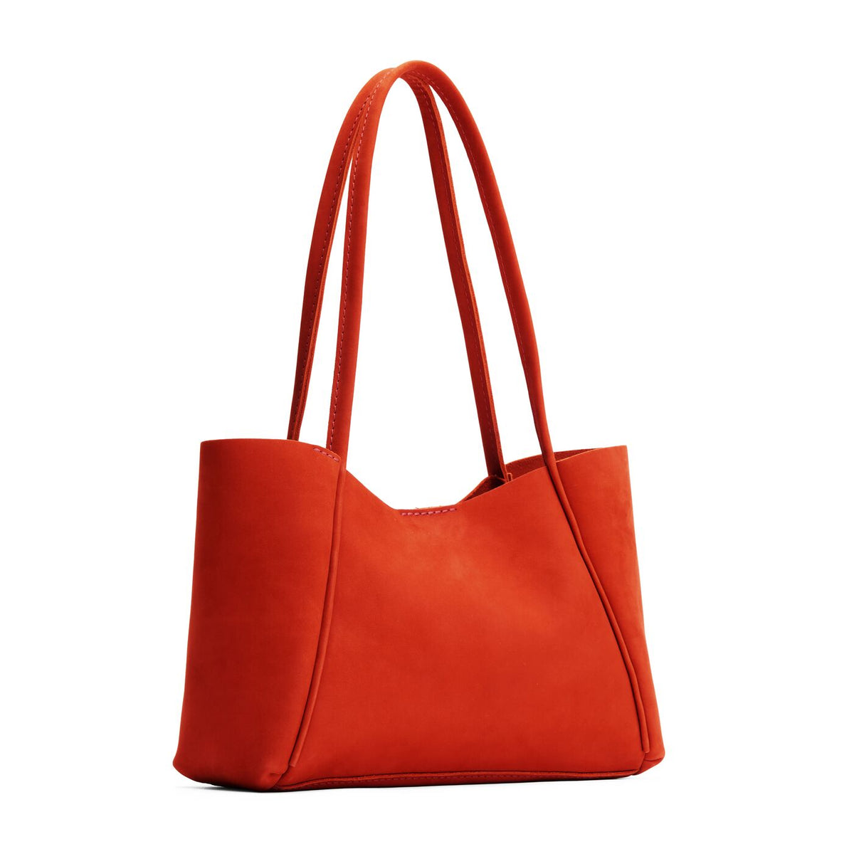 Paprika*Medium | Wide tote with leather straps and snap closure