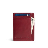 Red Rock | Vertical leather card holder on a white background