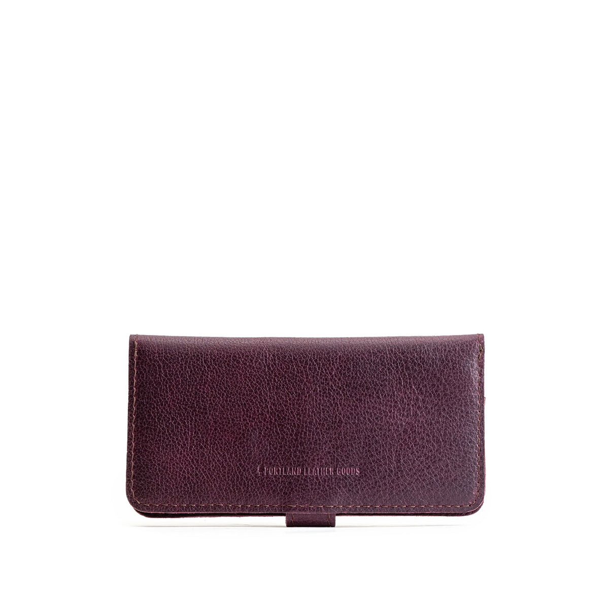 Plum | Back of leather wallet closed