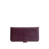 Plum | Back of leather wallet closed