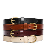 All Variants | Four wide double loop leather belts stacked on top of each other