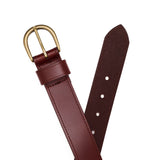 Pecan | Front and back of women's wide loop leather belt