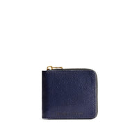 Cobalt | Small leather zippered bifold wallet
