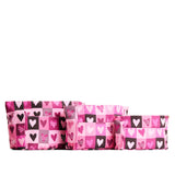 Sugar Rush Zipper | Three size comparison of printed canvas purse organizers